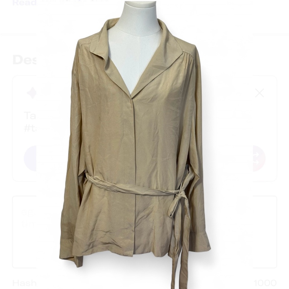 Talbots Tan Metallic Shimmer 100% Silk Blouse – Size 24W